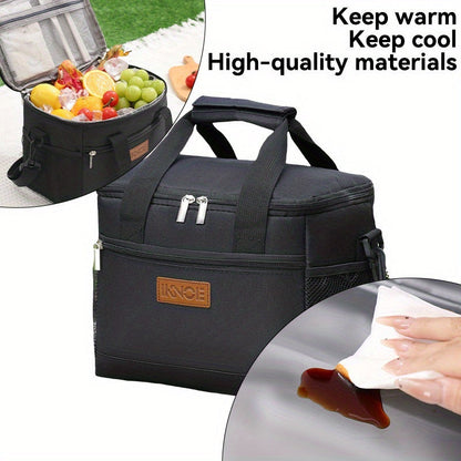 Insulated Lunch Bag Foldable Leakproof Thermal Tote for Work School Travel Picnic – Aluminum Foil Lining Keeps Food Cold Fresh Bento Box Bag Black Green Pink Floral