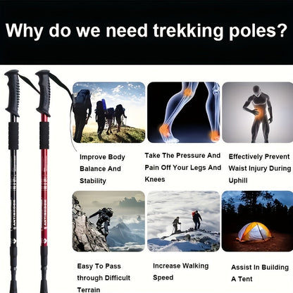 Foldable Aluminum Alloy Hiking Stick Adjustable Trekking Pole with Quick-Lock for Men & Women – Lightweight, Collapsible Walking Stick for Hiking, Backpacking & Trail Walking Outdoor Accessories