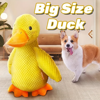 Large Plush Duck Dog Toy with Squeaker – Bite-Resistant Soft Chew Toy for Puppies & Large Breed Dogs, Durable Interactive Teething Toy for Golden Retrievers, Corgis & All Breeds
