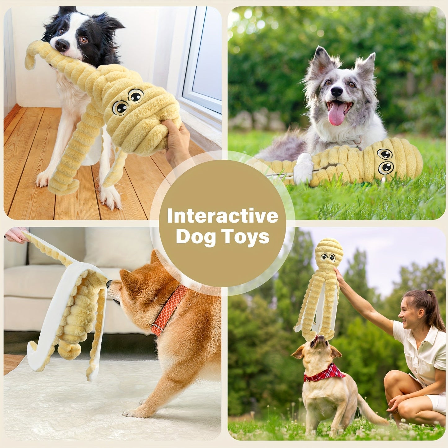Squeaky Octopus Plush Dog Chew Toy – Interactive Stuffed Squeaker Toy for Puppies & Dogs, Soft Teeth Cleaning Chewable Animal Toy for Small Medium Large Breeds, Cute Gift, 5 Colors