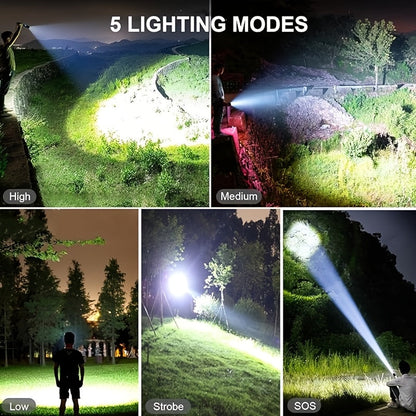 4000 Lumen Rechargeable Tactical Flashlight – High Lumens LED Handheld Torch, USB-C, 500M Range, 4 Modes, Aluminum Alloy, Waterproof for Camping Fishing Hiking Night Patrol Emergency