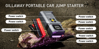10000A Jump Starter with Air Compressor 160 PSI, Portable Car Battery Jump Starter Pack for Gas & Diesel Engines, USB-C QC 3.0 Fast Charge, Large Display, 3-Mode LED Flashlight, Jumper Cables Included – Giatero Q27