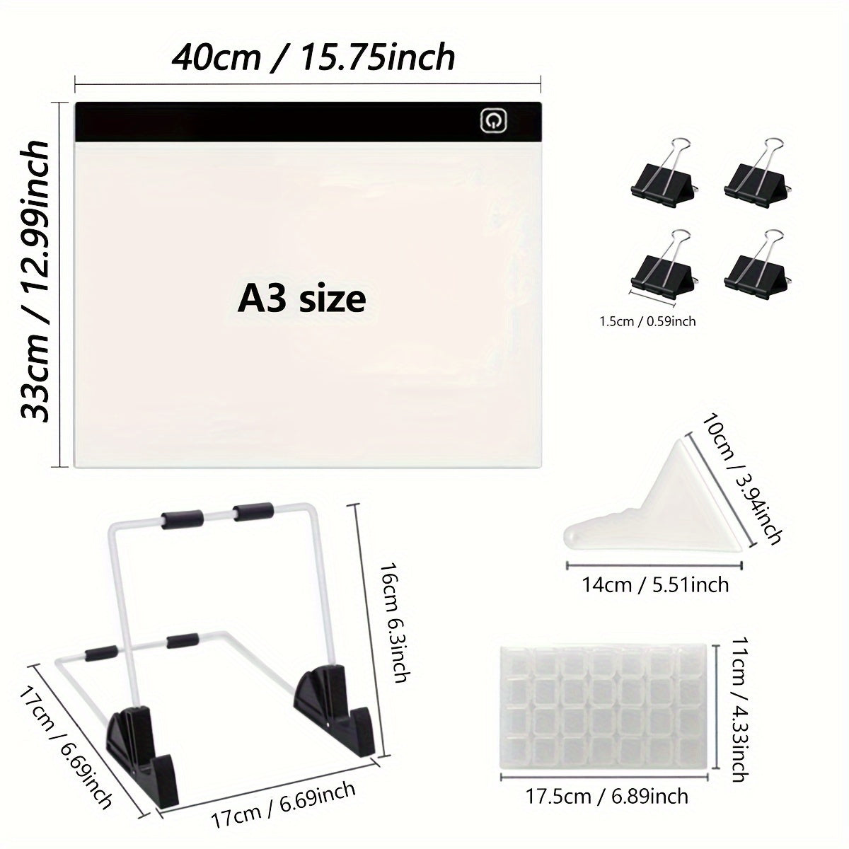 LED Light Pad for Diamond Painting – A2 A3 A4 A5 USB Powered, Adjustable Brightness, Ultra-Thin Light Board for Tracing Sketching Drawing Animation Stencil Art Craft, Optional Bracket & Drill Pen