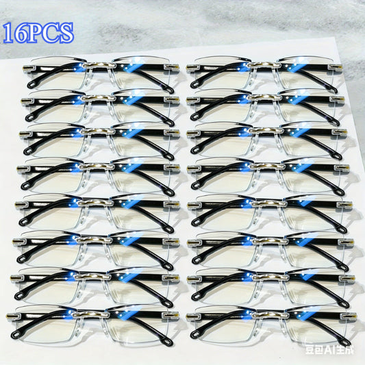 16 Pairs HD Reading Glasses Bulk Set Anti Eye Strain Readers for Men Women Multiple Strengths Business Style Comfortable Lightweight Gift