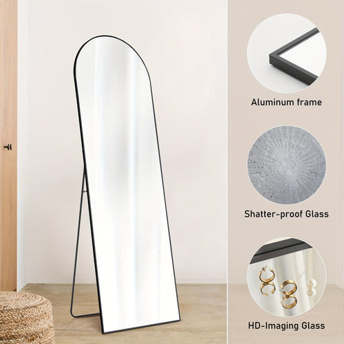 Arched Full Length Mirror – Free Standing Leaning or Wall Mounted Floor Mirror, Modern Simple Tall Design for Living Room Bedroom Cloakroom Home Decor