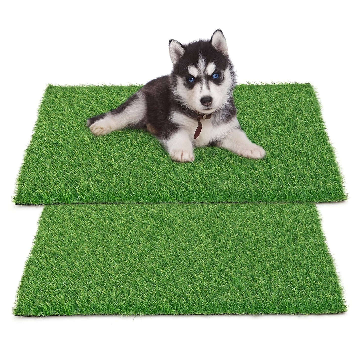 2-Pack Washable Dog Potty Training Mat Reusable Artificial Grass Pad with Odor Control for Puppies and Adult Dogs Indoor Outdoor Housebreaking and Travel Pet Waste Solution
