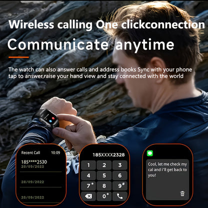 Large Screen Smartwatch Compatible with iPhone Android Wireless Calling SMS Fitness Tracker Heart Rate Monitor Remote Camera Control USB Rechargeable for Men Women - Modern Design Travel Gift