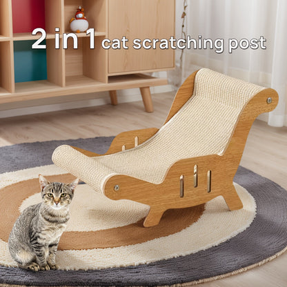 Large Sisal Cat Scratcher Lounge & Pad for Indoor Cats Durable Stable Cat Furniture – Upgraded Scratching Board & Combo Set with Leash & Collar