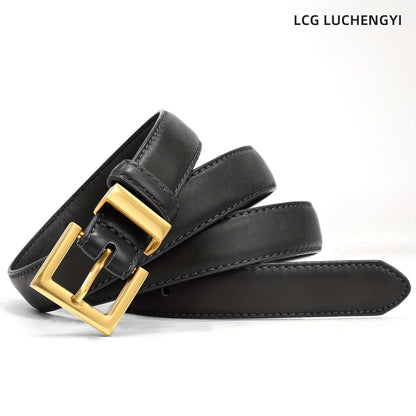 Women's Belts Set of 2 Square Gold Buckle Two-Tone Colors for Jeans Dresses Casual Fashion Outfits – Sizes S to 2XL, Brown Black Beige