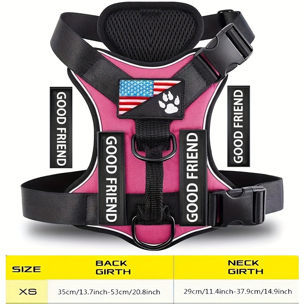 Service Dog Harness Vest with 5 ID Patches – Reflective Adjustable Oxford Vest with Breathable Mesh Lining, Service Dog ID System for Small Medium Large Dogs, Sizes XS-XL, Public & Mobility Aid