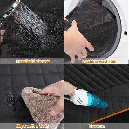60/40 Split Bench Car Seat Cover for Cars Trucks SUVs – Waterproof Back Seat Protector for Pets & Kids, Easy Clean 100% Polyester, Universal Fit, Black