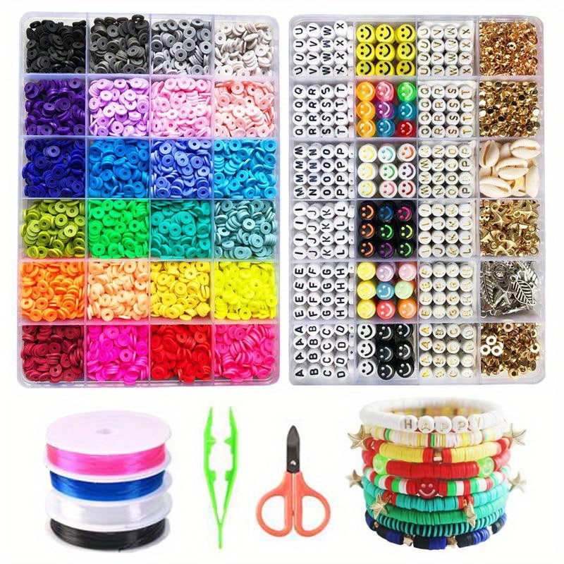 7200pcs Clay Beads Bracelet Making Kit Colorful Soft Clay Beads for DIY Friendship Bracelets Jewelry Making with Storage Box Complete Bead Set for Girls Kids Teens Adults Craft Supplies