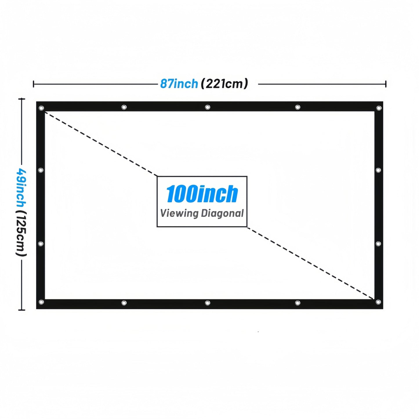 100-Inch Portable Projector Screen 4K HD 16:9 – Foldable Wrinkle-Free Outdoor & Indoor Movie Screen, 160° Wide View Dual-Sided Projection for Home Theater, Camping, Party & Presentations