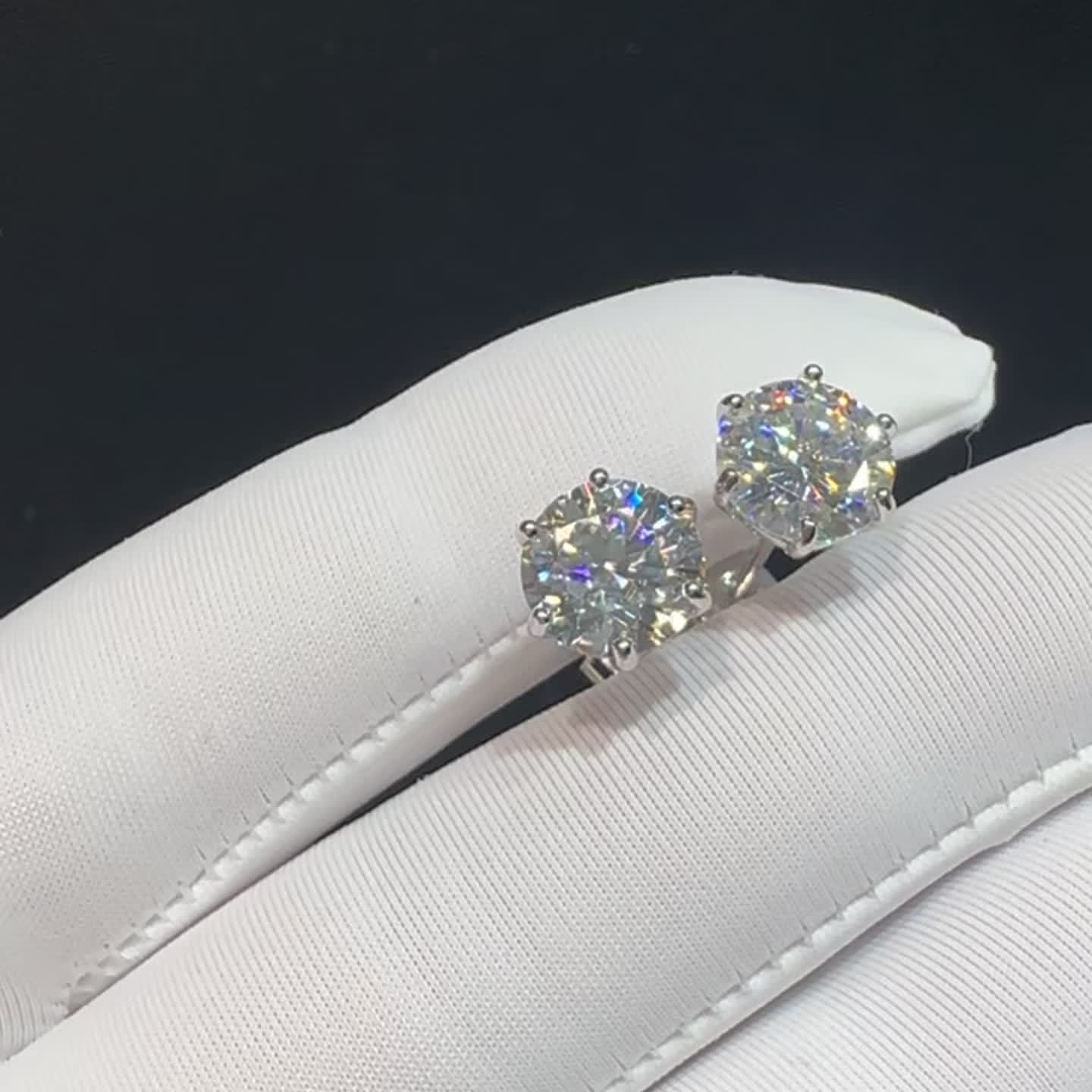 Moissanite Stud Earrings D Color VVS Brilliant Round Cut S925 Sterling Silver – 1CT to 10CT Options, Velvet Pouch & Polishing Cloth Included, Perfect Birthday, Christmas & Valentine’s Day Gift (4.25g)