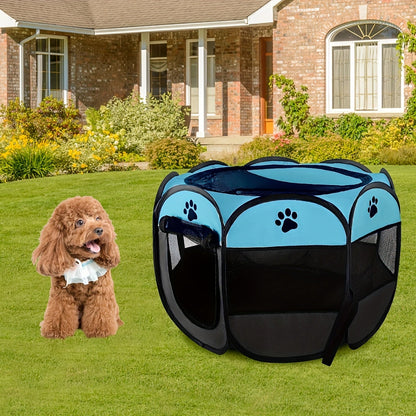 Octagonal Foldable Pet Fence Tent All-Seasons Kennel & Cat Bed – Scratch-Resistant Oxford Cloth Dog Cage for Puppies & Cats, Indoor Outdoor Camping Travel Playpen, Portable Collapsible Pet House