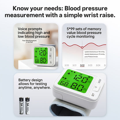 Wrist Blood Pressure Monitor Automatic Digital BP Cuff – Large LCD Display Pulse Rate Irregular Heartbeat Detection Portable Home Use for Seniors Adults