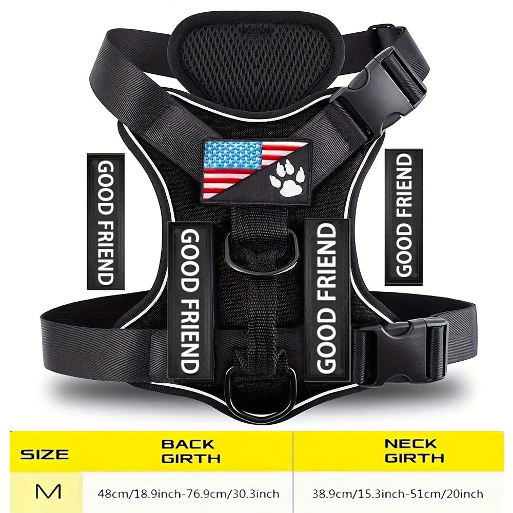 Service Dog Harness Vest with 5 ID Patches – Reflective Adjustable Oxford Vest with Breathable Mesh Lining, Service Dog ID System for Small Medium Large Dogs, Sizes XS-XL, Public & Mobility Aid
