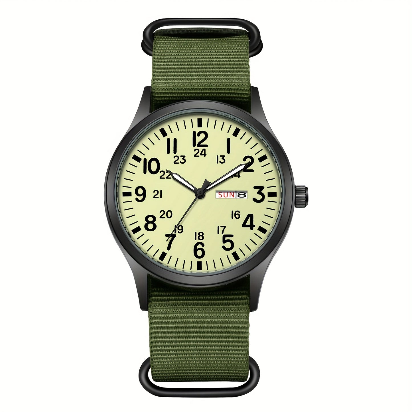 Men's Outdoor Sports Quartz Watch with Nylon Strap – Luminous Dial 24-Hour Military Scale Calendar Function, Lightweight Alloy Case, Multiple Colors Available, Casual Business Adventure Gift Watch for Men