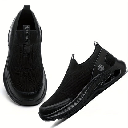 Steel Toe Work Shoes for Men Slip-On Lightweight Safety Sneakers Puncture-Resistant Non-Slip for Construction Warehouse Restaurant Black Grey Blue US 5.5-14