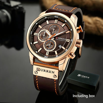 Men's Chronograph Sport Quartz Watch with Date Display – Stopwatch Wristwatch for Men 6 Colors Brown Blue Black Grey Casual Business Everyday Watch Gift
