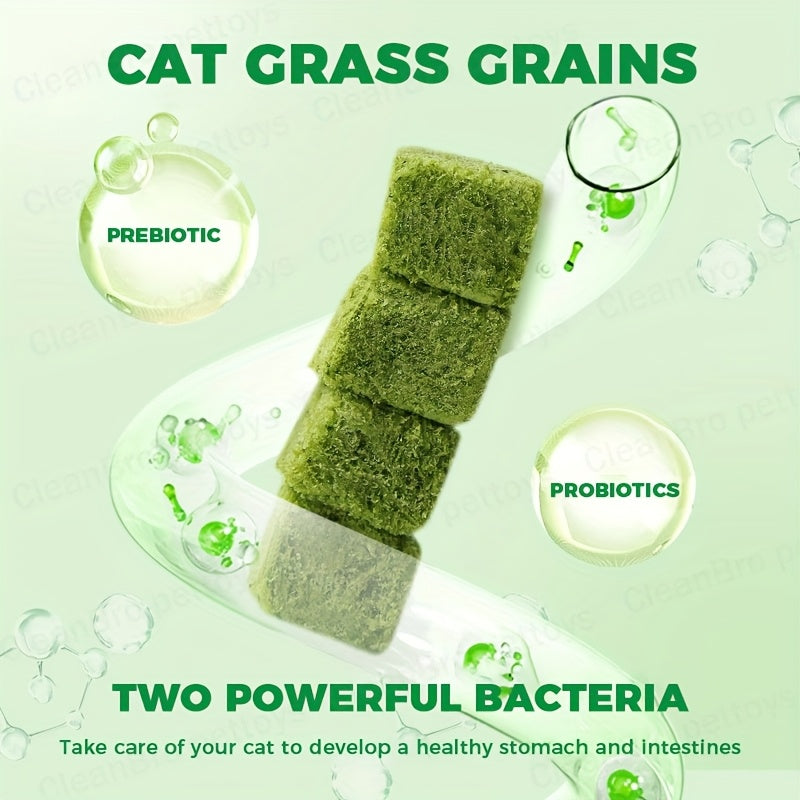 Freeze-Dried Cat Grass Hairball Control Tablets – Natural Mint Molar Sticks & Granules, Chicken Flavor Cat Snacks for Dental Health & Hair Removal