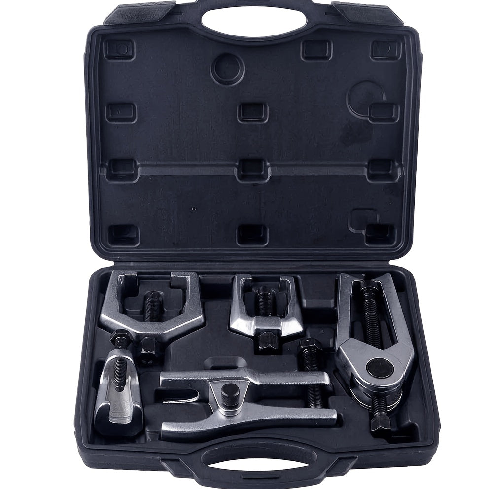 5-Piece Front End Service Kit - Pitman Arm Puller, Ball Joint Separator & Tie Rod Removal Tool Set, Heavy Duty Forged Steel, Universal Fit for Most Vehicles, Includes Carrying Case