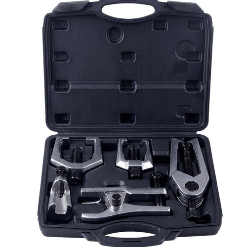 5-Piece Front End Service Kit - Pitman Arm Puller, Ball Joint Separator & Tie Rod Removal Tool Set, Heavy Duty Forged Steel, Universal Fit for Most Vehicles, Includes Carrying Case