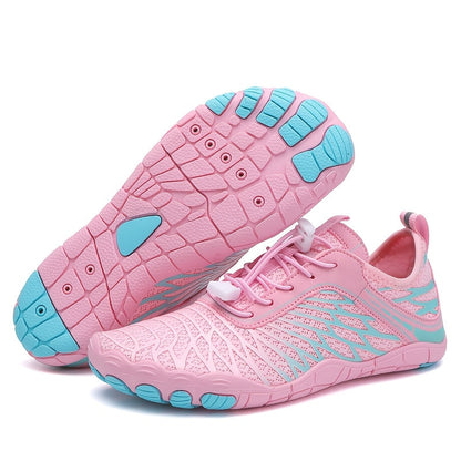 Barefoot Shoes for Women Wide Toe Box Minimalist Athletic Walking Shoes, Non-Slip Breathable Lightweight Water Shoes for Beach, Pool, Swim & Hiking - Unisex Black Pink White US 6-11
