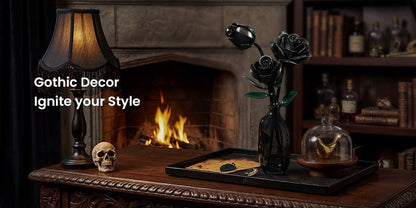 Gothic Black Rose 3D Building Brick Set 152 Pieces Artificial Flower Bouquet Display Model Kit Three Black Roses Unique Gift for Adults Teens Valentine Birthday Halloween Christmas