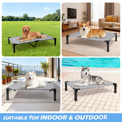 Cooling Elevated Dog Bed Raised Cot with Breathable Mesh & Metal Frame – Washable Portable No-Slip Dog Cot for Indoor & Outdoor Use, Available in 4 Sizes & 7 Colors for All Breeds