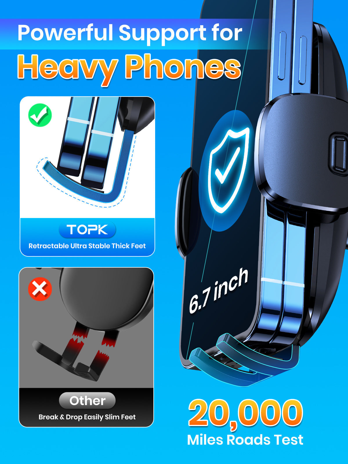 Car Air Vent Phone Mount Universal Hands-Free Holder Adjustable Clamp Cradle Compatible with All Smartphones – ABS Waterproof, Wall Mount Option, Rectangle Design for Auto Vehicle