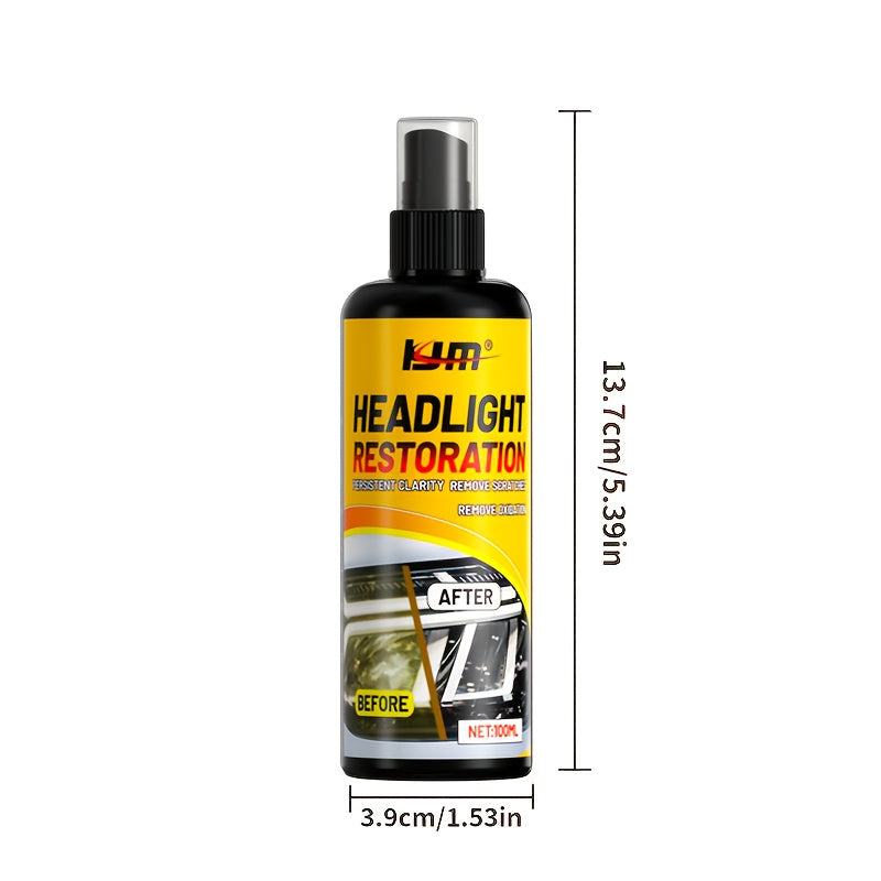 Headlight Restoration Kit Advanced Repair Spray - Clears Yellowing & Oxidation, Restores Brightness, Long-Lasting UV Protective Coating for Car Headlamps, Includes Applicator Towel