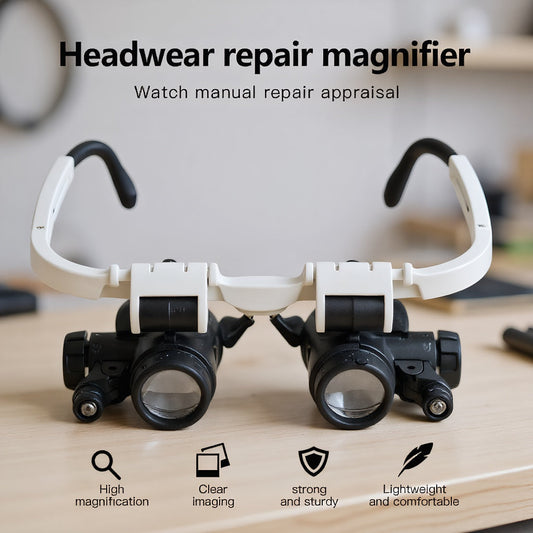Head Mounted Magnifier 8X 15X 23X Hands-Free Dual Lens Magnifying Glasses with Adjustable Headband for Jewelry Making Electronics Repair Crafting Reading and Precision Work
