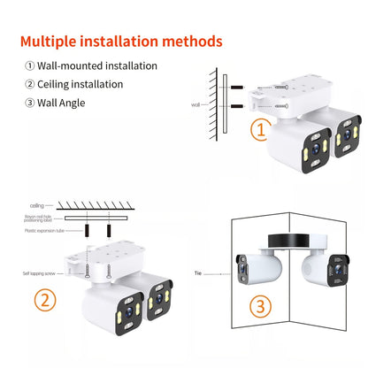 Dual Lens PTZ Security Camera Outdoor WiFi – 360° Pan Tilt Zoom 5MP, 10x Electric Zoom, Motion Detection, Two-Way Audio, Siren Alarm, Color Night Vision, App Control, Home Surveillance Camera