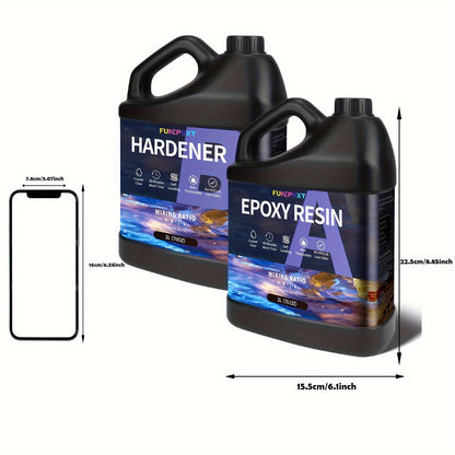 FUNEPOXY Crystal Clear Epoxy Resin Kit 1:1 Self-Leveling High-Gloss Finish for Tabletop Bar Top Live Edge Tables Casting Resin Art Jewelry Making 16oz 32oz 64oz 1 Gallon 2 Gallon