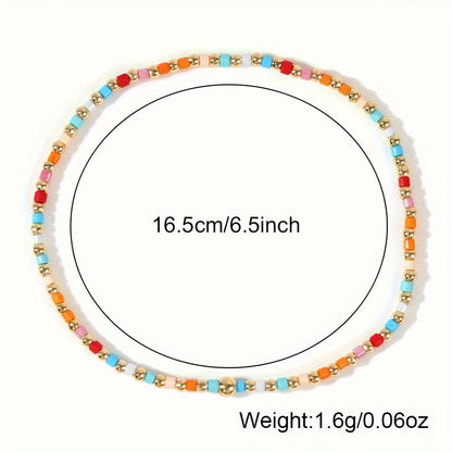 60pcs Bohemian Seed Bead Elastic Bracelets for Women – Multicolor Stackable Boho Stretch Bracelet Set, DIY Jewelry Making, Casual & Festival Wear, Random Bead Colors