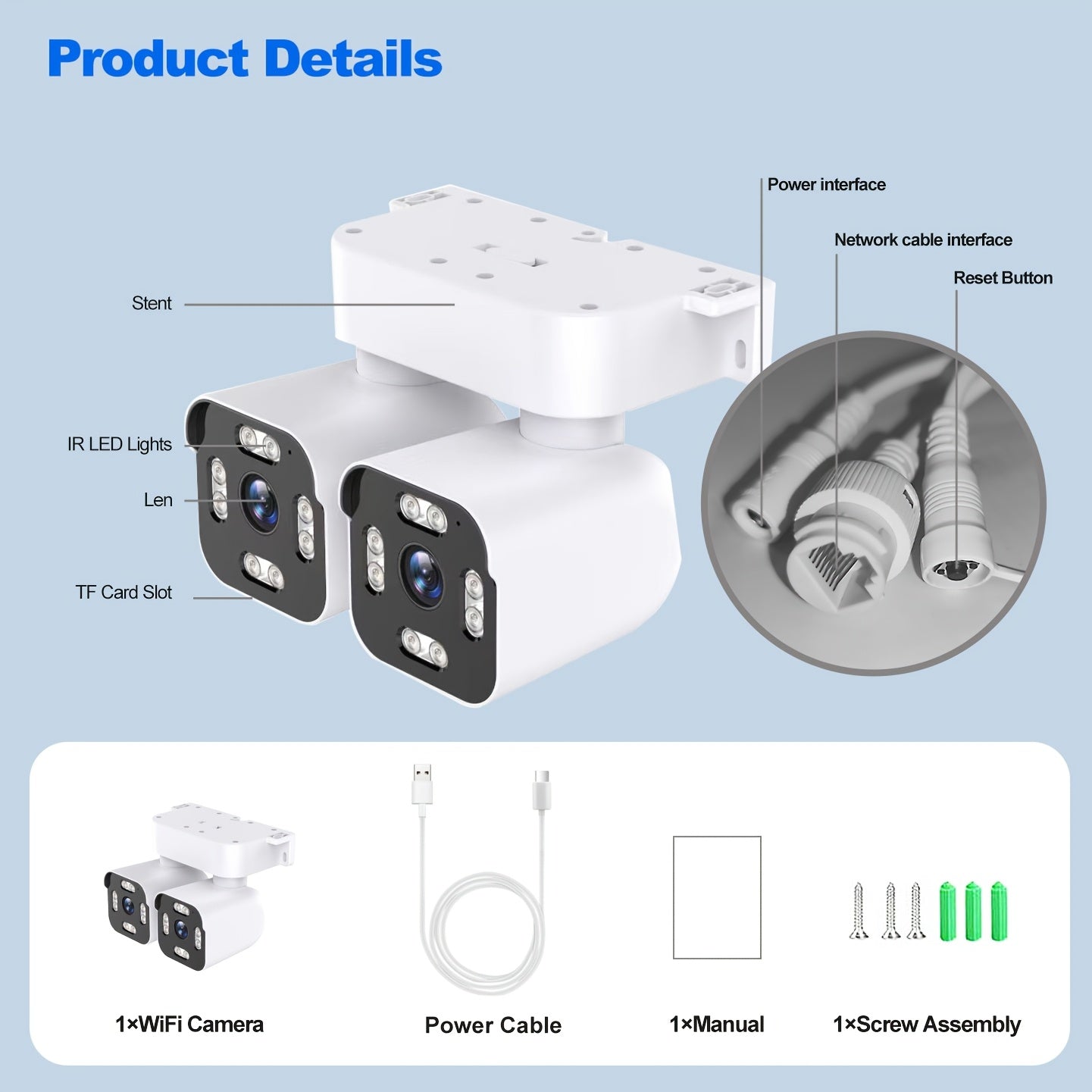 Dual Lens PTZ Security Camera Outdoor WiFi – 360° Pan Tilt Zoom 5MP, 10x Electric Zoom, Motion Detection, Two-Way Audio, Siren Alarm, Color Night Vision, App Control, Home Surveillance Camera