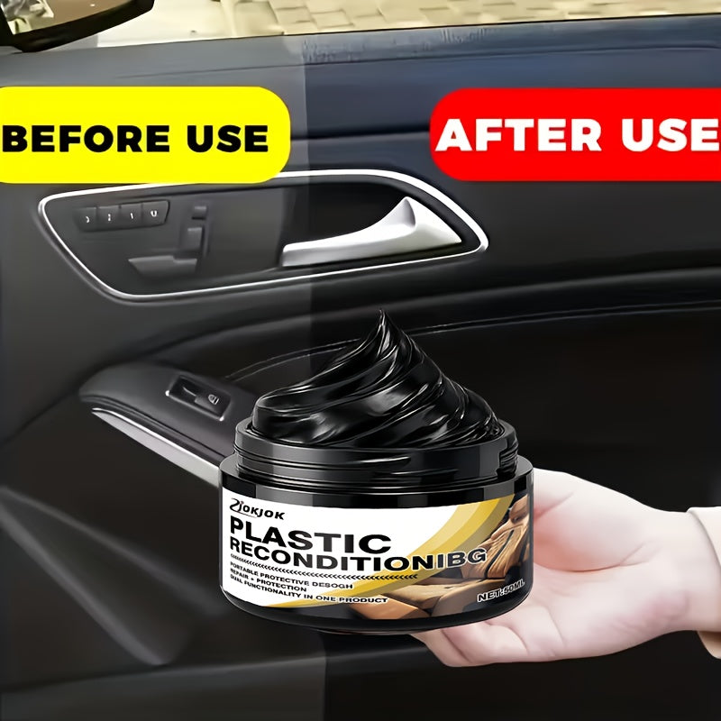 Car Plastic Restorer & Tire Brightening Cream – Universal Auto Refurbishing Cream for Dashboard Interior Trim Tires, Prevents Aging & Fading, Long-Lasting Shine & UV Protection for All Vehicles