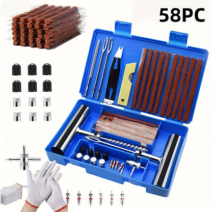 Tire Repair Tool Kit 47 58 104 116pcs Industrial Hand Tool Set Durable No Battery Required for Cars Motorcycles Trucks Tractors Trailers Automotive Maintenance Essentials