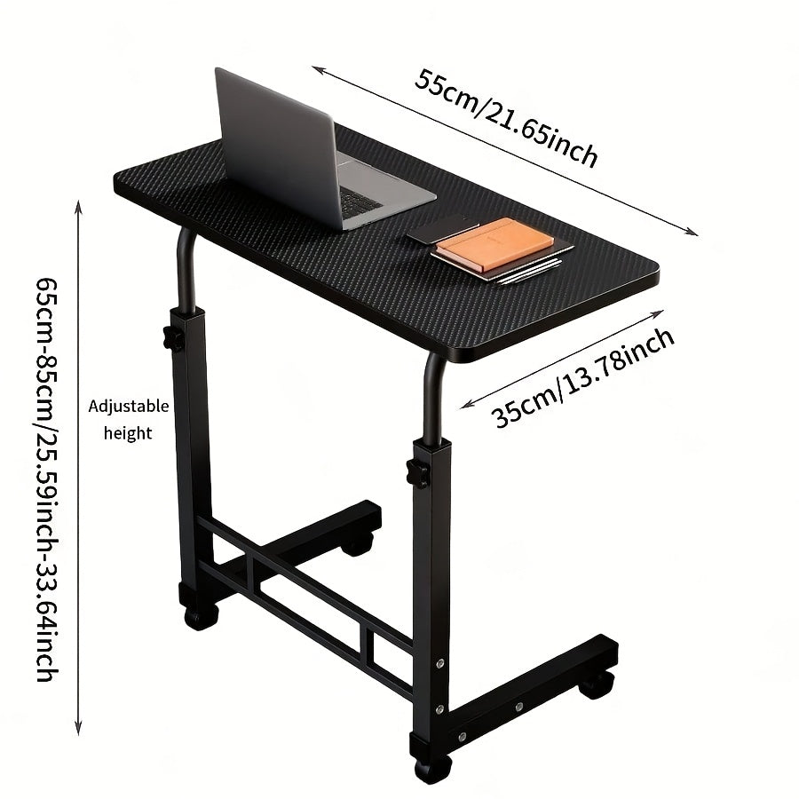 Height Adjustable Rolling Laptop Desk with Wheels – Sit to Stand Mobile Overbed Table, 2-Tier Storage Computer Stand for Bed Couch Home Office Workstation, 6 Colors