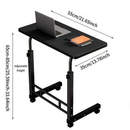 Height Adjustable Rolling Laptop Desk with Wheels – Sit to Stand Mobile Overbed Table, 2-Tier Storage Computer Stand for Bed Couch Home Office Workstation, 6 Colors