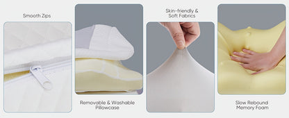 Cervical Neck Pillow Memory Foam Ergonomic Contour Pillow for Neck Pain Relief, Cooling Pillowcase Included, Orthopedic Bed Pillow for Side Back Stomach Sleepers, Shoulder & Spine Support Sleep Pillow
