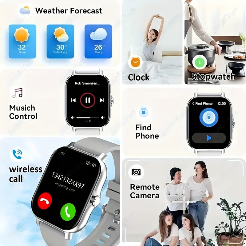 Smart Watch 1.91 Inch AMOLED HD Touchscreen Voice Calling Music Playback Voice Assistant Multiple Sports Modes Compatible with iPhone Android Fitness Tracker Black Pink Yellow Silver
