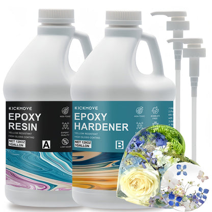 Clear Epoxy Resin Kit 2 Part High Gloss Casting Coating Countertop Table Top Resin Art DIY Jewelry Handcraft with Pumps 16oz to 2 Gallon