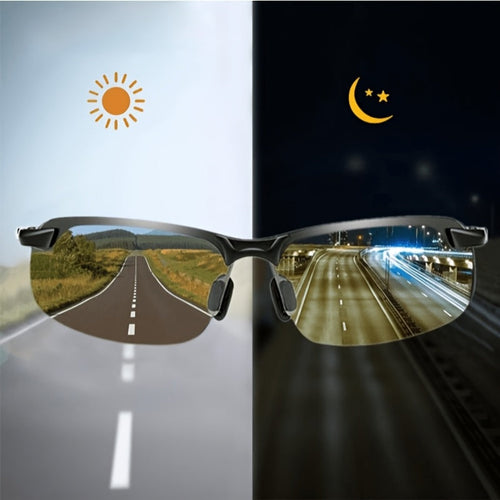Men's Photochromic Driving Glasses with TAC Polarized Lenses – Black Metal Frame Day & Night Vision Sunglasses, Anti-Glare UV Protection Eyewear for Driving & Everyday Casual Wear