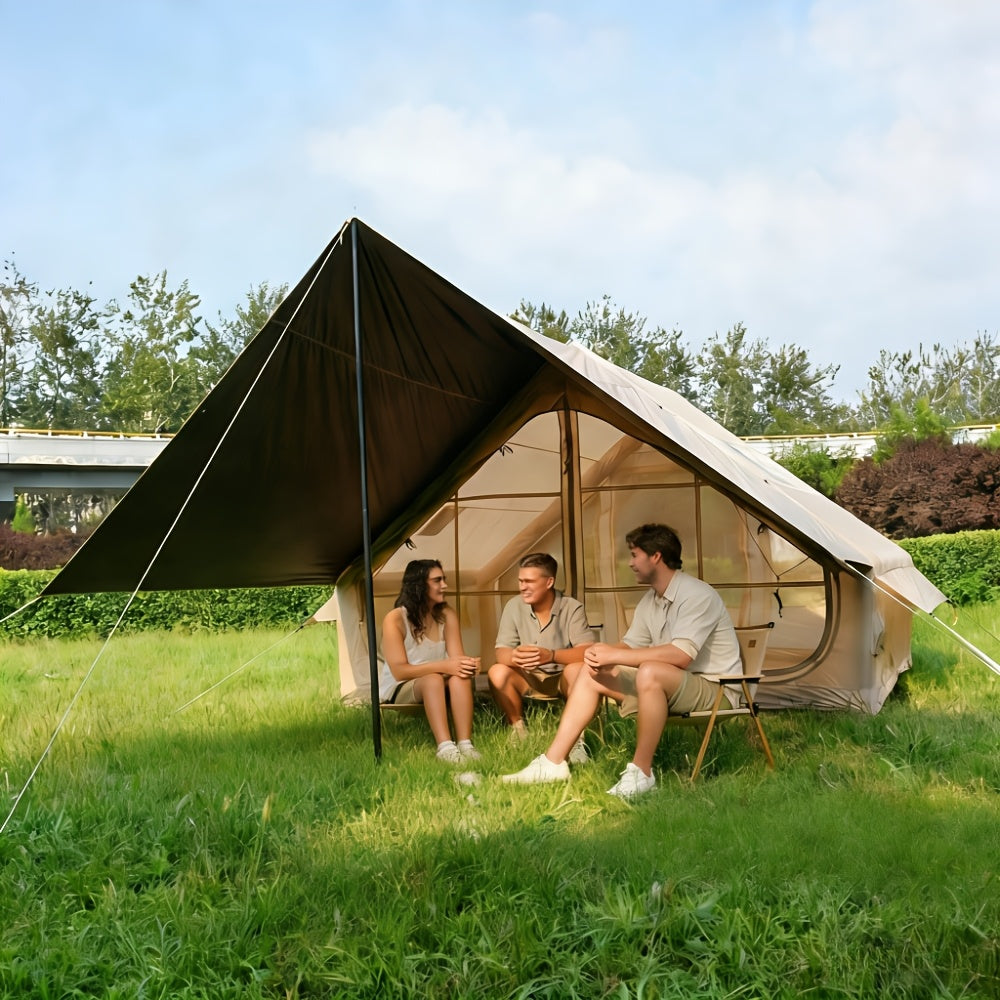 Inflatable Camping Tent 4-6 Person – 4-Season Luxury Air Tent with Manual Pump Easy Setup Windproof Glamping House for Family Outdoor Camping
