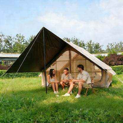 Inflatable Camping Tent 4-6 Person – 4-Season Luxury Air Tent with Manual Pump Easy Setup Windproof Glamping House for Family Outdoor Camping