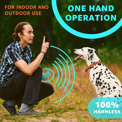 Ultrasonic Anti Barking Device 3-in-1 Dog Bark Control - 3 Frequency Sonic Dog Trainer with LED Light and Wrist Strap, 16.4Ft Range Rechargeable Bark Deterrent for Indoor and Outdoor Use