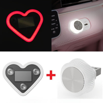 Car Interior LED Mood Lights – Heart & Flower Shaped Neon Ambient Light, USB Powered, Cute Car Window Decoration for Women Girls, Valentine's Day Car Accessories | Velora