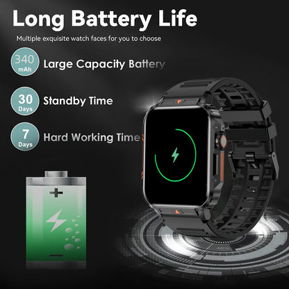 SENBONO Smartwatch for Men BT8959T5 – 1.95" Large Display Bluetooth 5.2 Calling 340mAh Battery 100+ Sport Modes Fitness Tracker, Compatible with iOS & Android, Multiple Watch Faces, Black